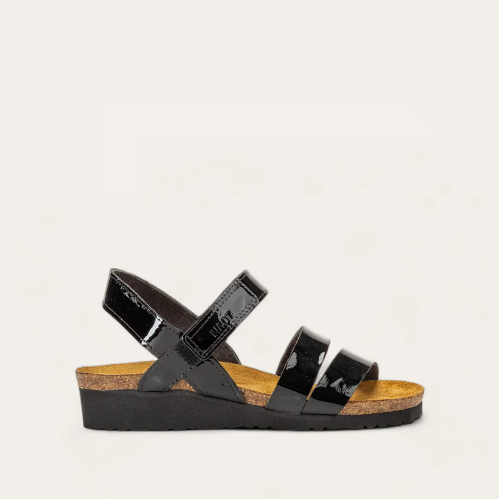 NAOT Kayla Black Patent Sandal